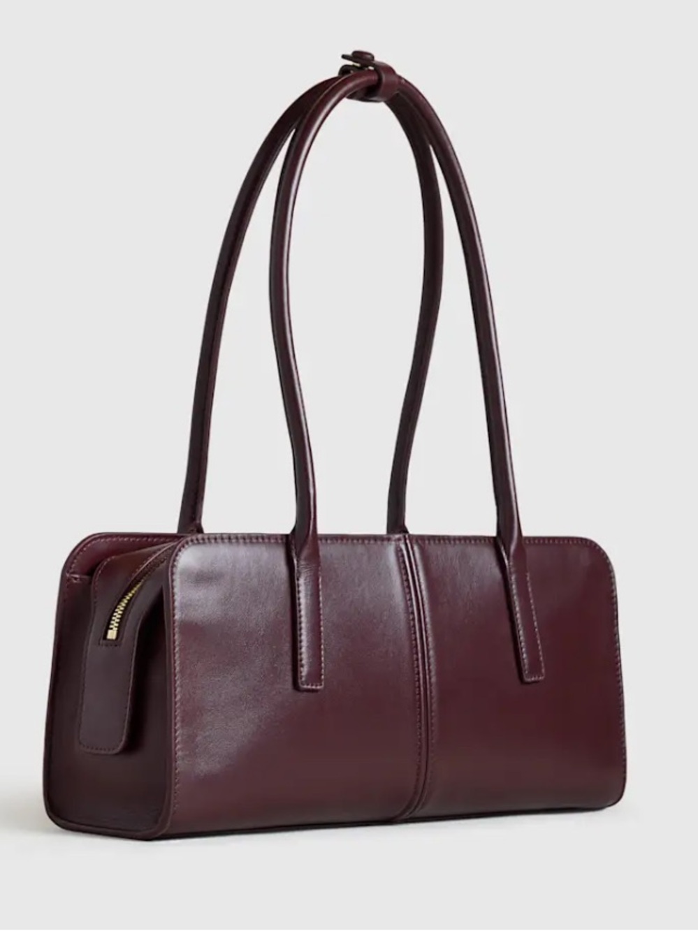 QUINCE Bea Leather Structured Shoulder Bag Deep Plum Minimalist